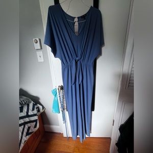 Blue Tie Front Jumpsuit